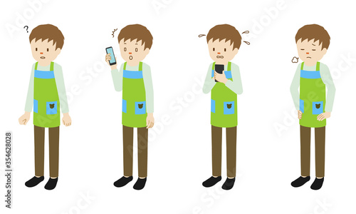 Illustration set of 4 poses of male character standing