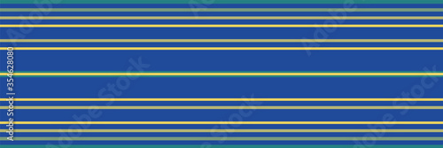 Vector teal, yellow striped border. Modern seamless banner with thin gradient effect stripes on navy blue background, Stylish horizontal geometric design for label, ribbon, washi tape, packaging.