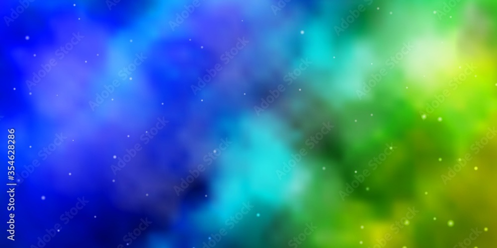 Light Blue, Green vector background with colorful stars. Colorful illustration with abstract gradient stars. Best design for your ad, poster, banner.