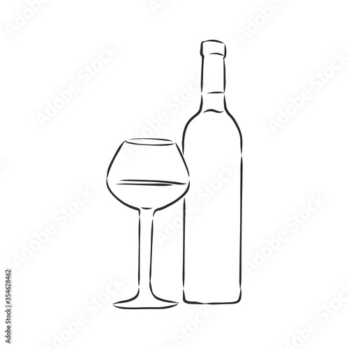 Sketch wine bottle . wine bottle, vector sketch illustration