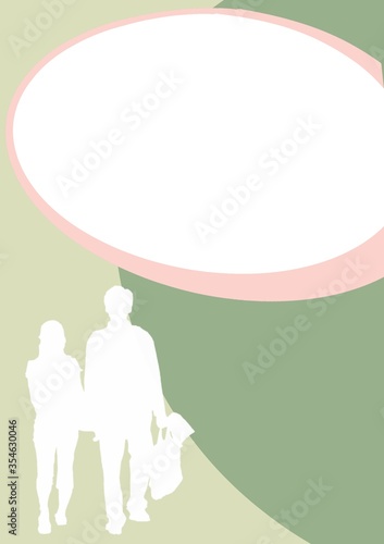 illustration of a happy couple , man and a woman green background, business card, advertising or banner template  © Jane