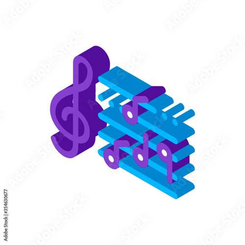 Treble Clef And Musical Notes Opera Element vector isometric sign. color isolated symbol illustration