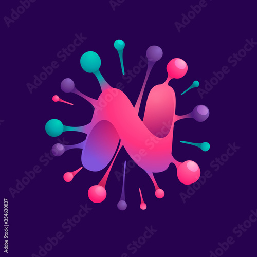 N letter vibrant virus logo with circle structure.