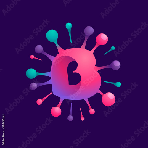 B letter vibrant virus logo with circle structure.