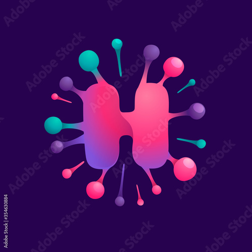 H letter vibrant virus logo with circle structure.