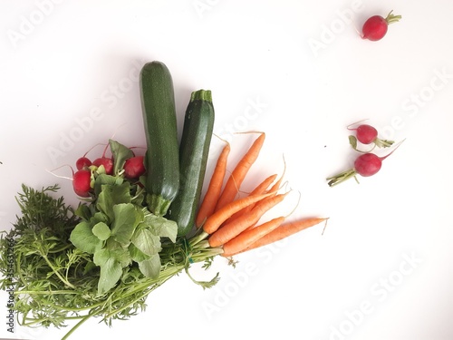 bunch of vegetables on the white background 