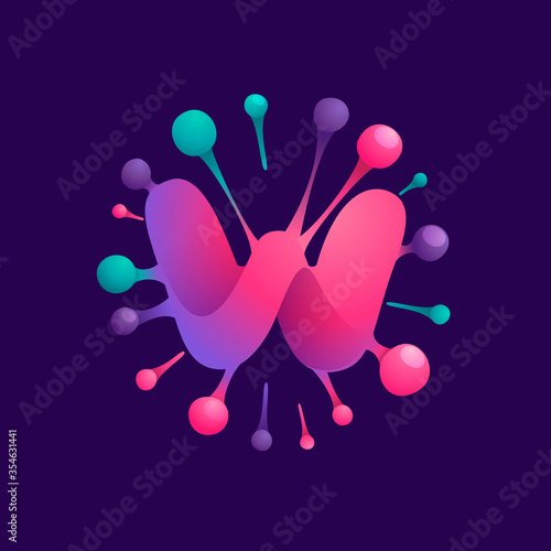 W letter vibrant virus logo with circle structure.