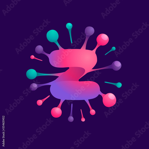 Z letter vibrant virus logo with circle structure.