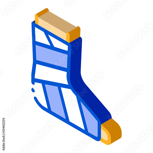 Leg Foot Gipsum Bandage Orthopedic vector isometric sign. color isolated symbol illustration