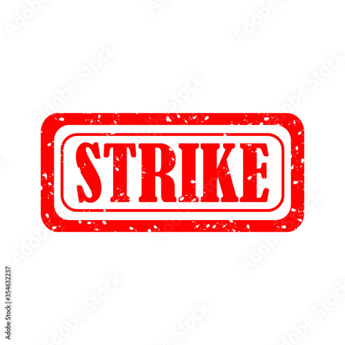 Strike red rubber stamp on white background
