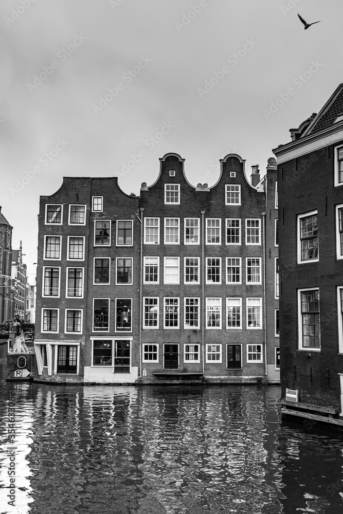 Amsterdam, traditional buildings on the water
