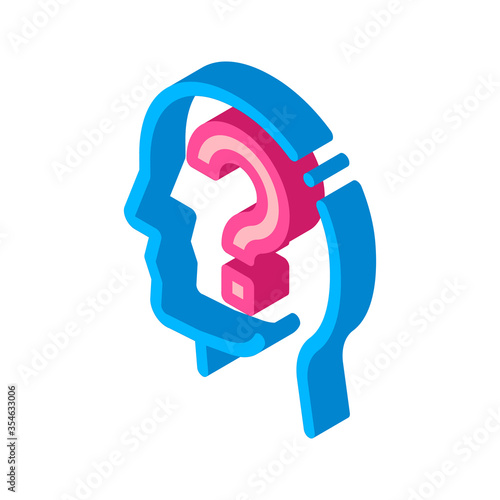 Question Mark In Man Silhouette Mind vector isometric sign. color isolated symbol illustration