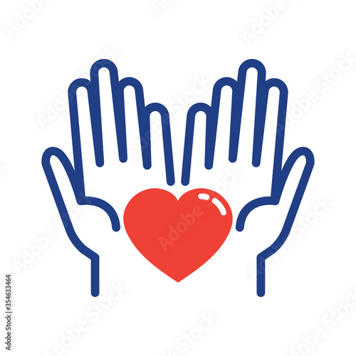 Helping hand with heart shape. Vector illustration.