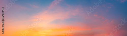 Fototapeta Naklejka Na Ścianę i Meble -  Twilight panorama sky background with colorful cloud in dusk. Panoramic image.