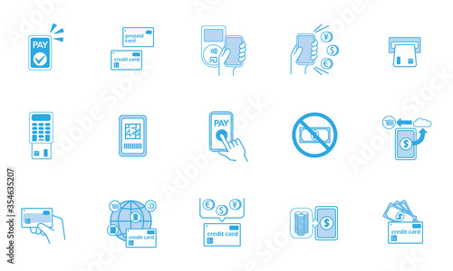 e-money,cashless smartphone icon set 