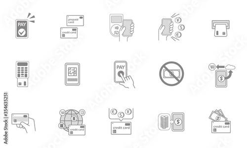 e-money,cashless smartphone icon set 