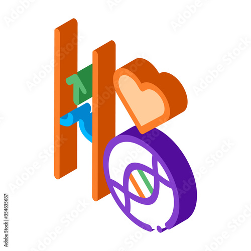 Heart Vaisseau Sanguin Biomaterial vector isometric sign. color isolated symbol illustration