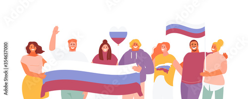 Group of People celebrating Russia day. National holiday and national unity photo