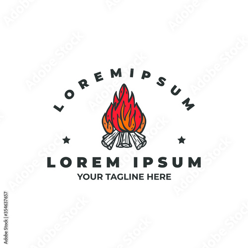 logo design illustration of a burning red fire furnace