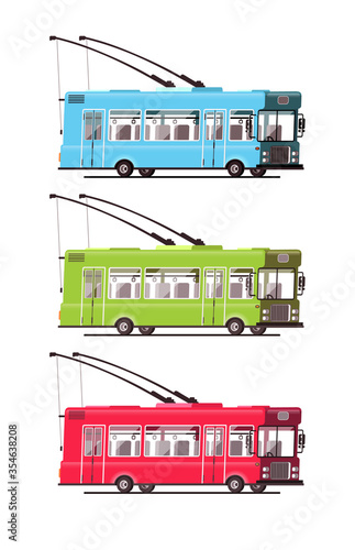 Trolleybus. Urban electric transport. Vector illustration.
