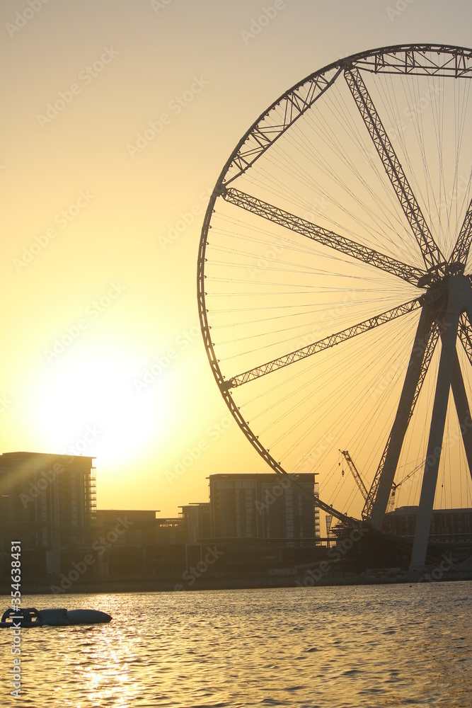 ferris wheel on sunset