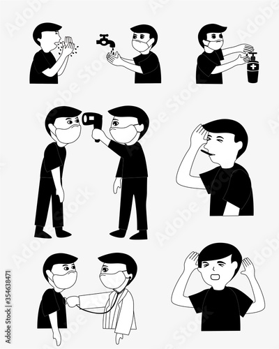 Symptoms of covid19 icons design