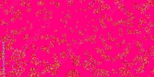 Light Pink, Yellow vector pattern with colored snowflakes.