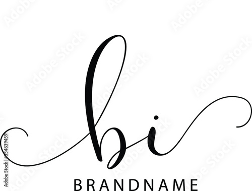 bi Letter Initial Logo Design, Vector Template