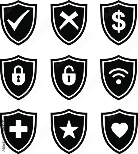 set of shield icons