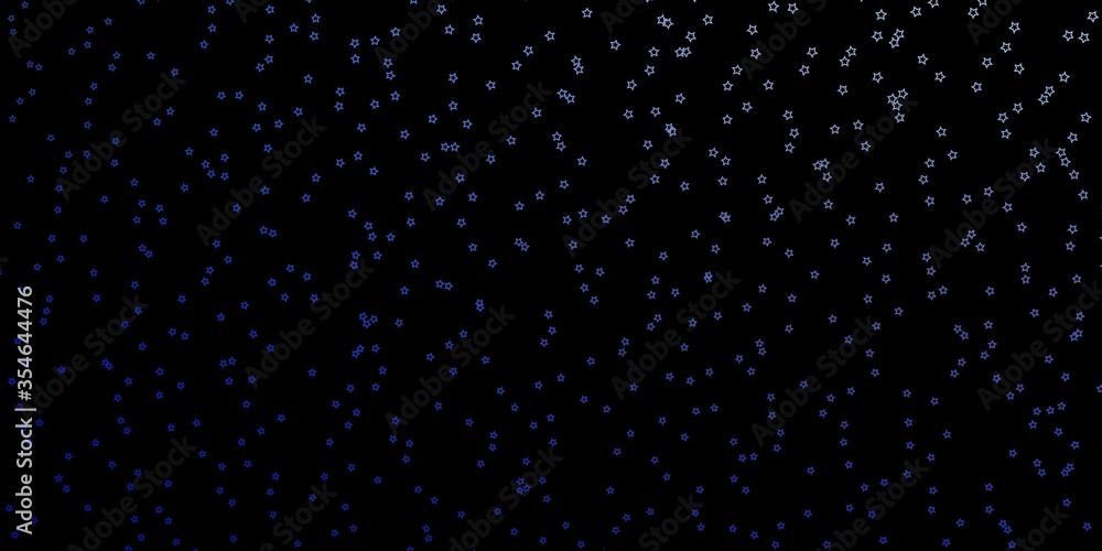 Dark BLUE vector layout with bright stars. Modern geometric abstract illustration with stars. Best design for your ad, poster, banner.