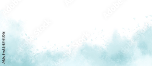 Blue Brush Watercolor border paint on isolated white background. Watercolor paint background.