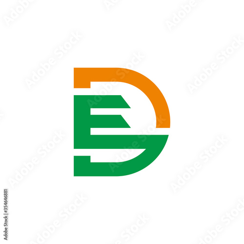 letter ed simple geometric colorful line shape symbol logo vector