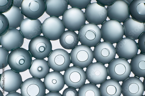 photo de sphères collées entre elles comme une structure moléculaire vue au microscope, ensemble de cellules rassemblées comme une protection