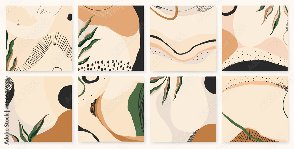 Trendy abstract artistic templates. Modern universal vector illustrations. Soft pastel colors. 