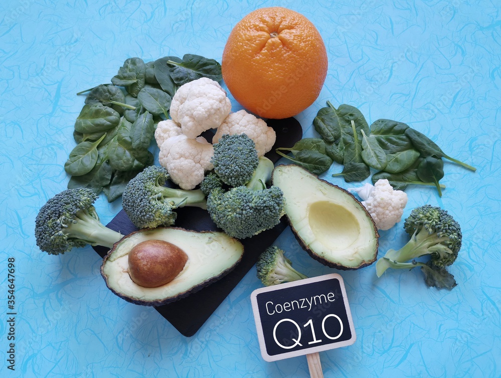Foto de Healthy food sources of CoQ10 with the inscription Coenzyme Q10