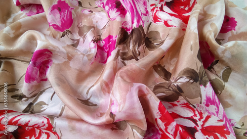 Wallpaper Mural Texture, background, wallpaper. Floral, colorful silk. Light natural silk with soft waves.  Torontodigital.ca