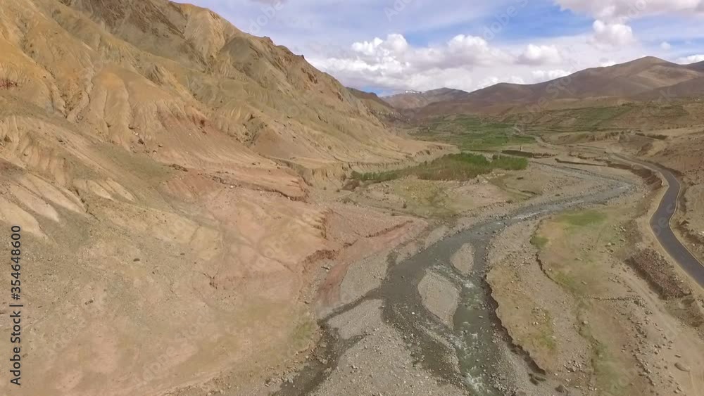 Flying over the beautiful high mountains, gorges and rocks of the Himalayas in the Ladakh region of Northern India Flying over the beautiful high mountains, gorges and rocks of the Himalayas in the Ladakh region of Northern India