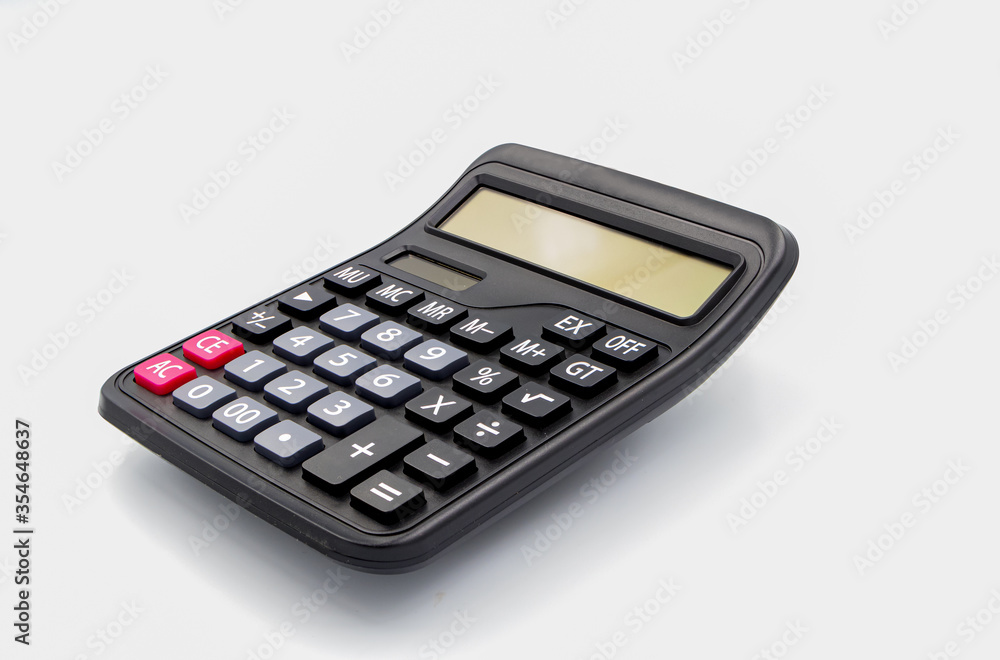 top view calculator digital black isolated white background top view calculator digital black isolated white background