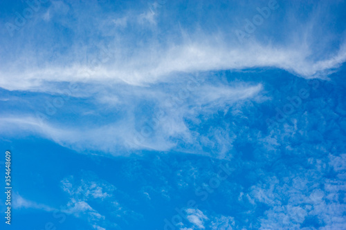 Beautiful blue sky and white clouds, sky background. © Anan