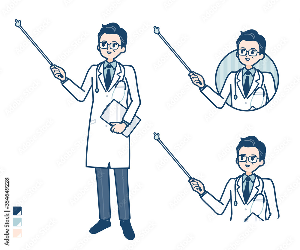 simple Doctor old man_pointing-stick-A