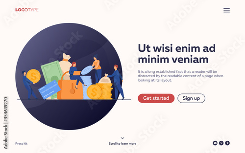 People protecting their cash. Men and women taking out financial insurance, defending money, business, bank account. Vector illustration for finance, safety, assurance, guarantee concept