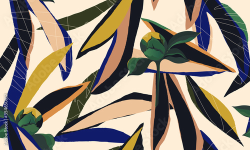 Hand drawn abstract pattern. Creative collage contemporary seamless pattern. Natural colors. Fashionable template for design.