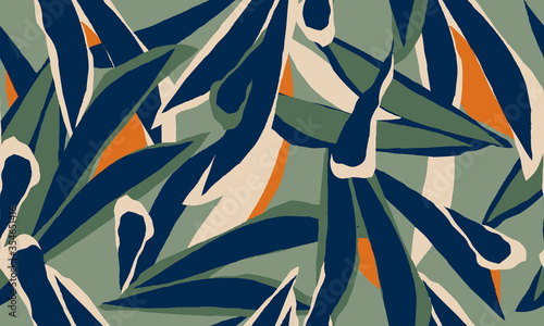 Hand drawn abstract pattern. Creative collage contemporary seamless pattern. Natural colors. Fashionable template for design.