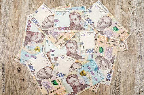 Ukrainian hryvnia, new banknotes of 1000 hryvnia. Hryvnia (UAH.) . Financial background. Money background.
