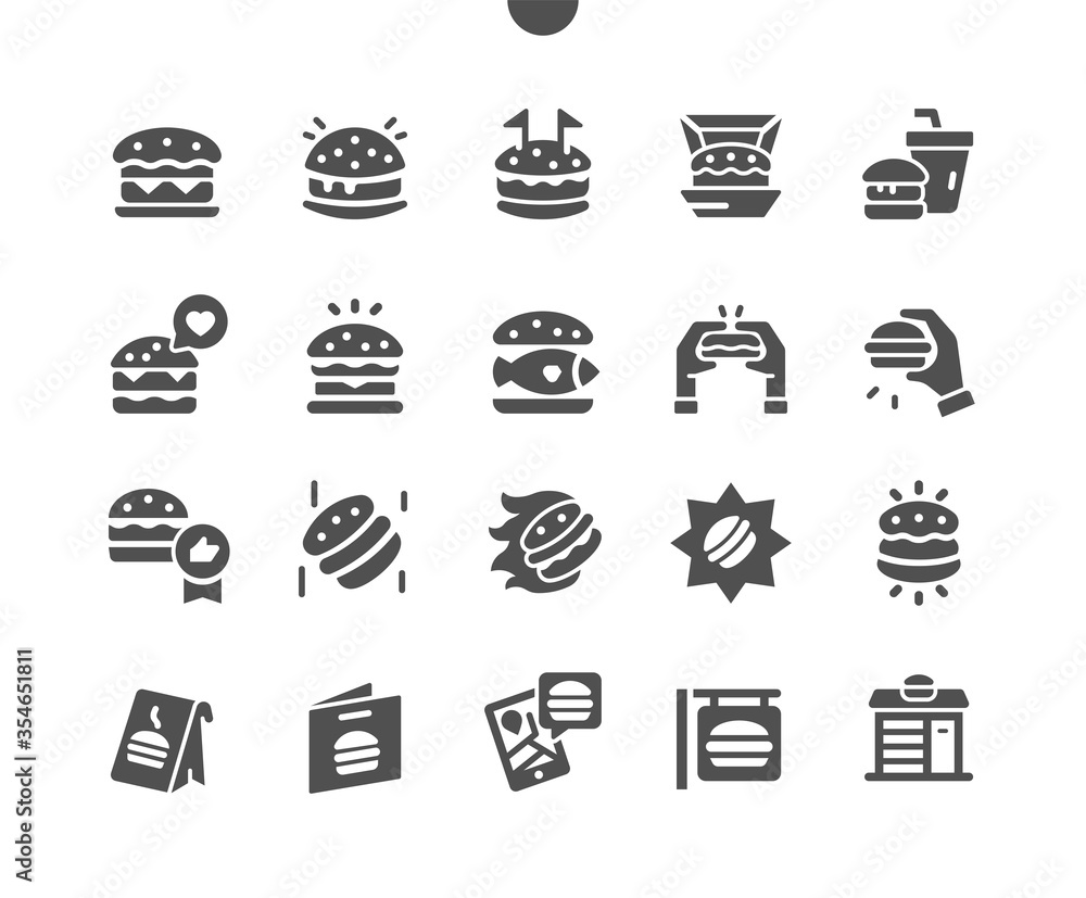 Burger Well-crafted Pixel Perfect Vector Solid Icons 30 2x Grid for Web Graphics and Apps. Simple Minimal Pictogram