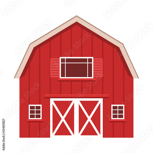 Cartoon barn on white background