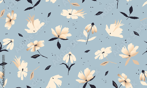 Beautiful trendy flower pattern. Small flowers. Fashionable template for design.