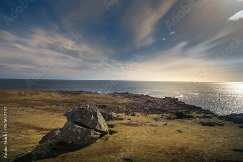 Beautiful landscape scenery on the Neistpoint Lighthouse the landmark in the area of Scottish Highlands