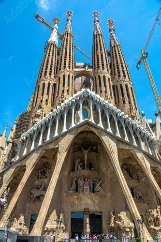 View of the Sagrada Familia church in Barcelona, Spain