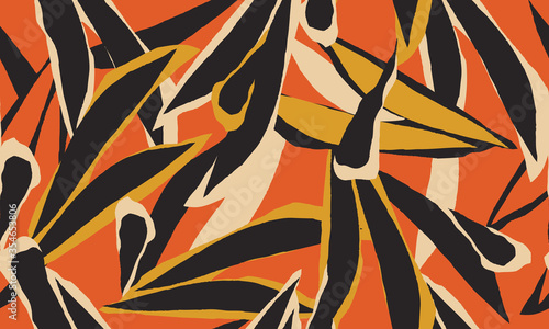 Hand drawn abstract pattern. Creative collage contemporary seamless pattern. Natural colors. Fashionable template for design.